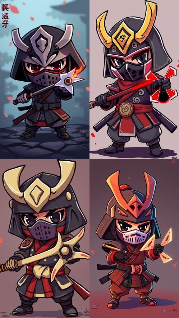 Chibi Samurai Warrior in Vibrant 8-Bit Pixel Art