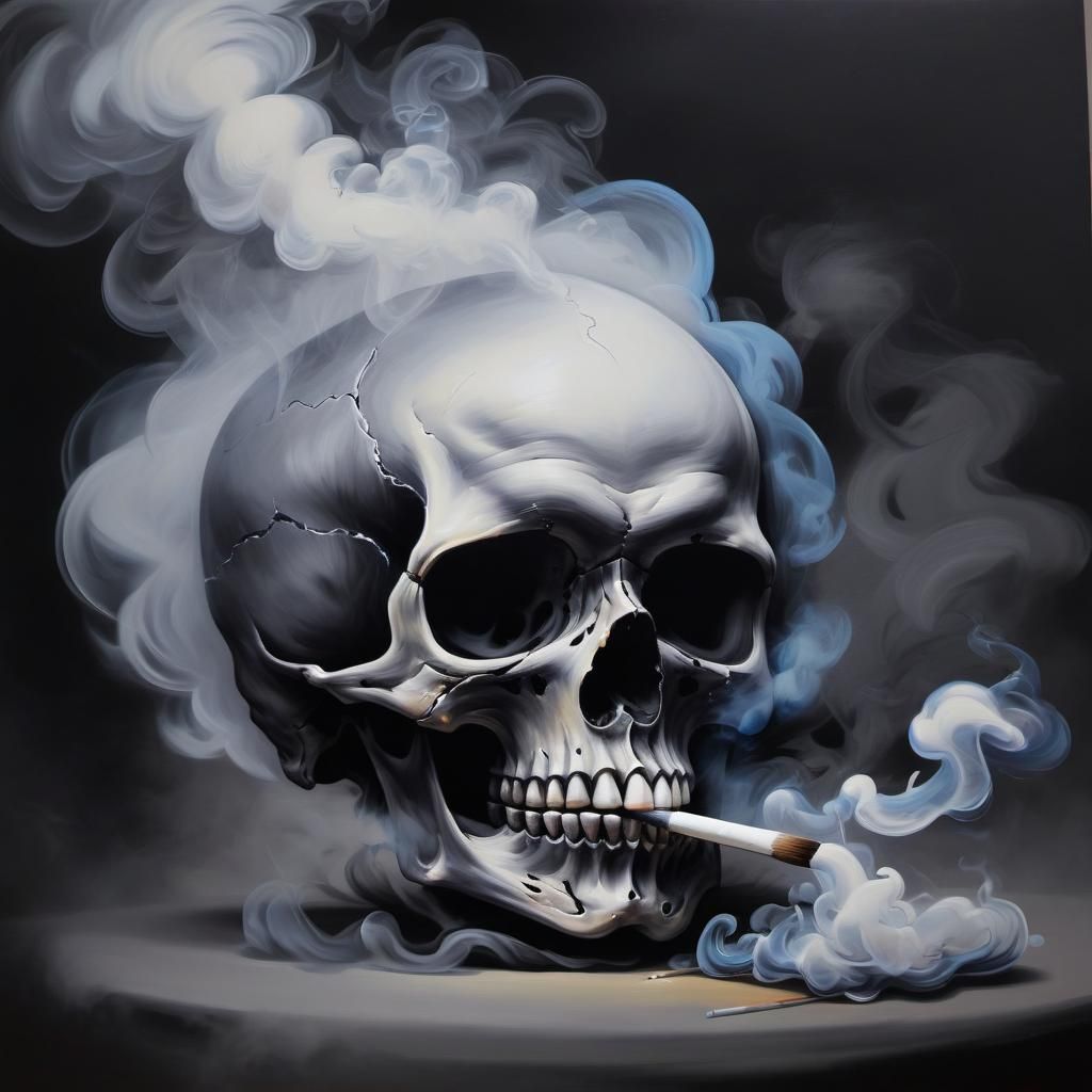 Smoke Skull Painting: Macabre Art