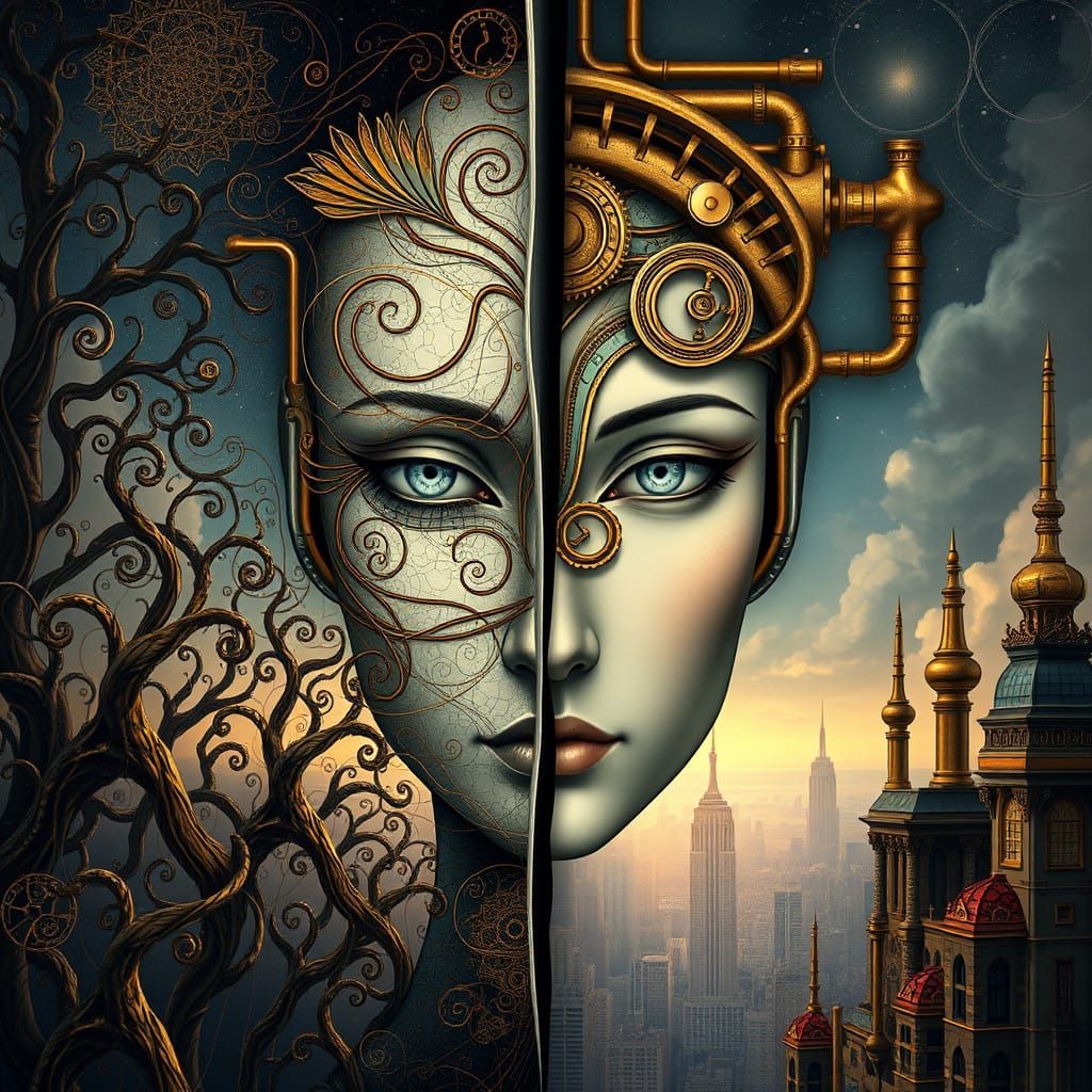 Biomechanical Fusion in Cyberpunk Style