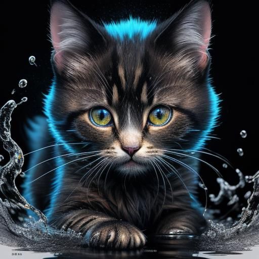 Cute Kitten Tee-Shirt Design in Hyper-Realistic Digital Art
