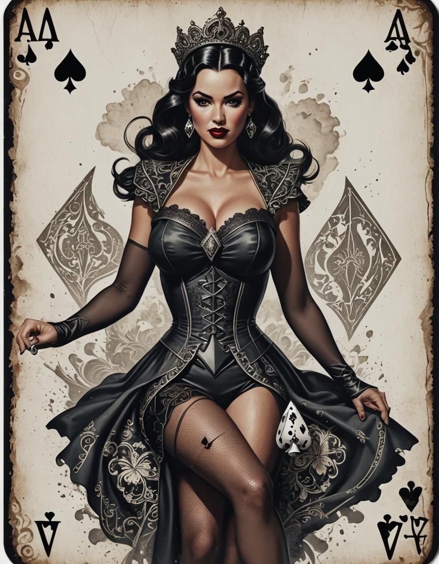Ace of Spades with Pinup Girl: Digital Matte Painting
