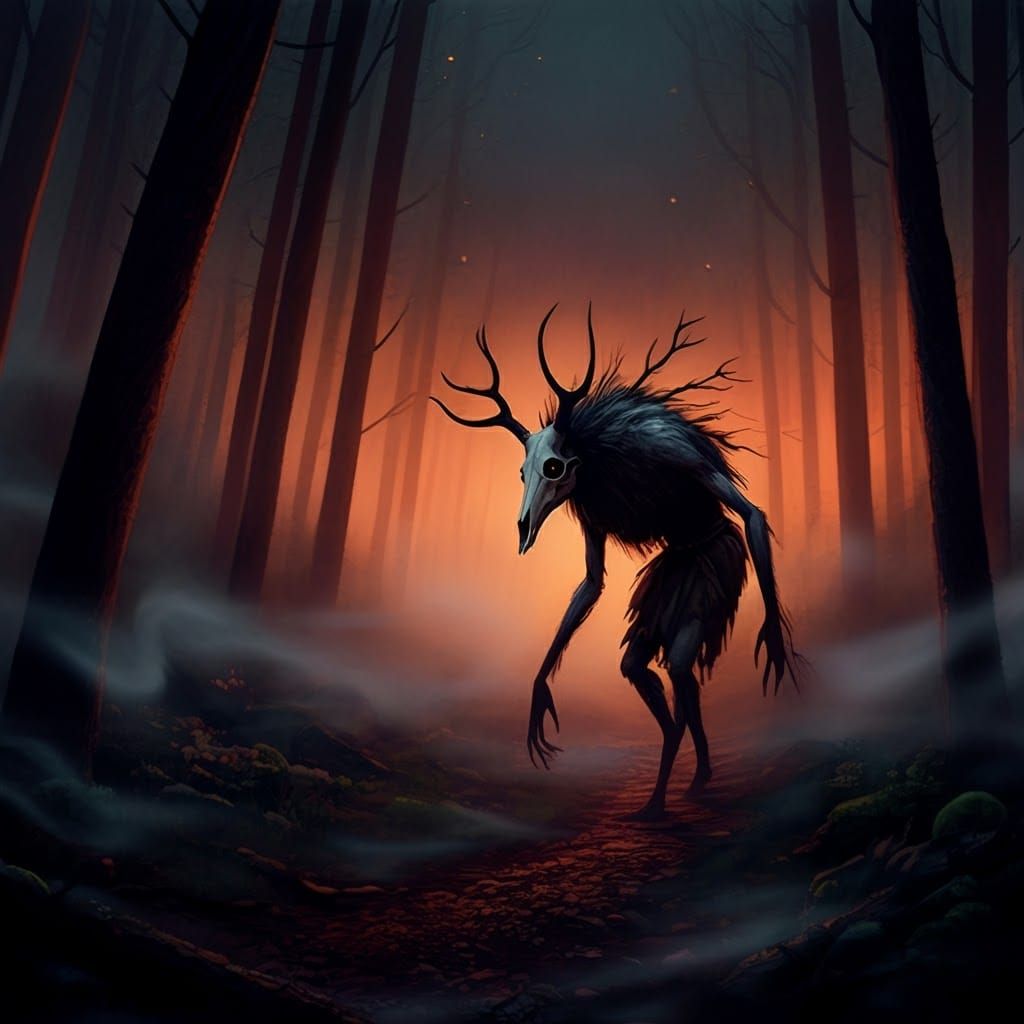 Eerie Wendigo Illustration in Dark Fantasy Style