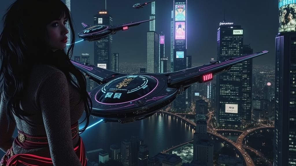 Neon Cyberpunk Maiden in Chiba City