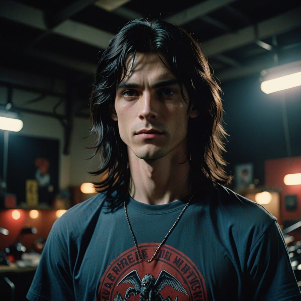 80's Rockstar with Dark Elegance