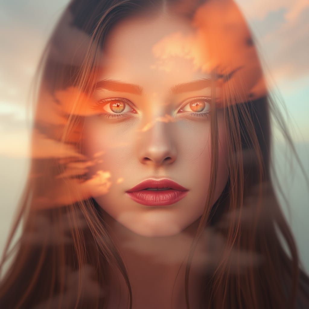 Pastel Double Exposure Portrait in Fantasy Concept Art