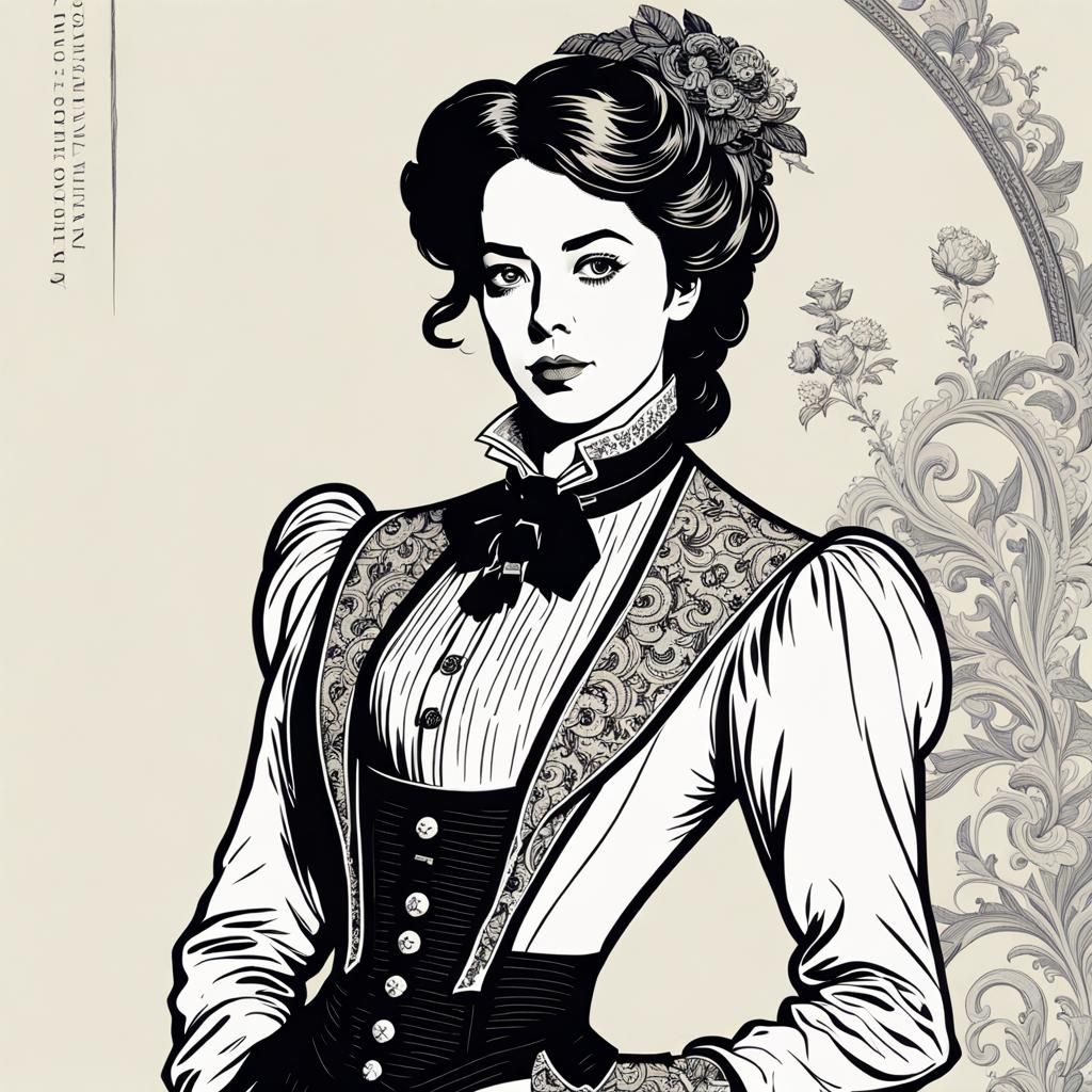 Aubrey Plaza as Rococo Sci-Fi Dandy Illustration
