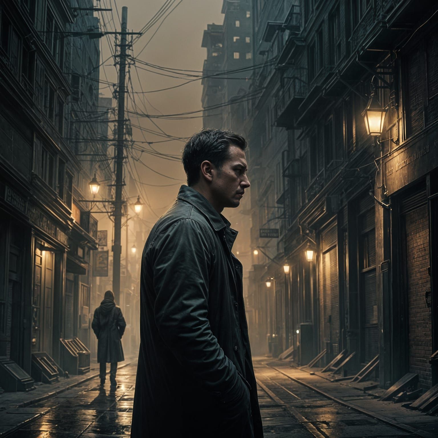 Shadowy Figure Whispering: Darkly Realistic Digital Art