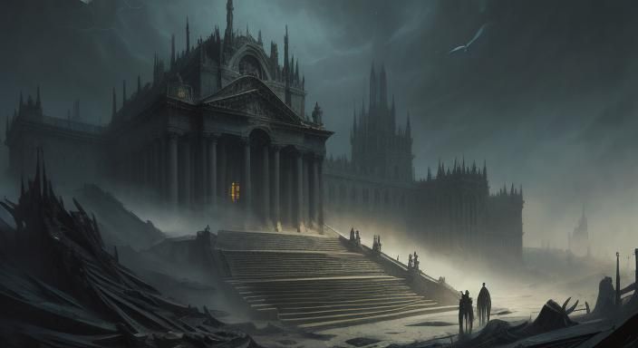 Stairway to a Haunted Planet in Dark Fantasy Style