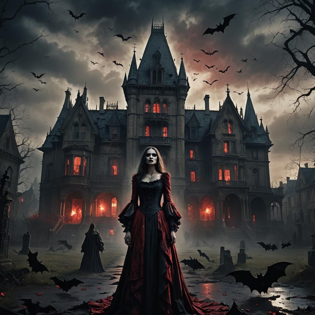 Gothic Vampire Mansion in Dark Fantasy Style