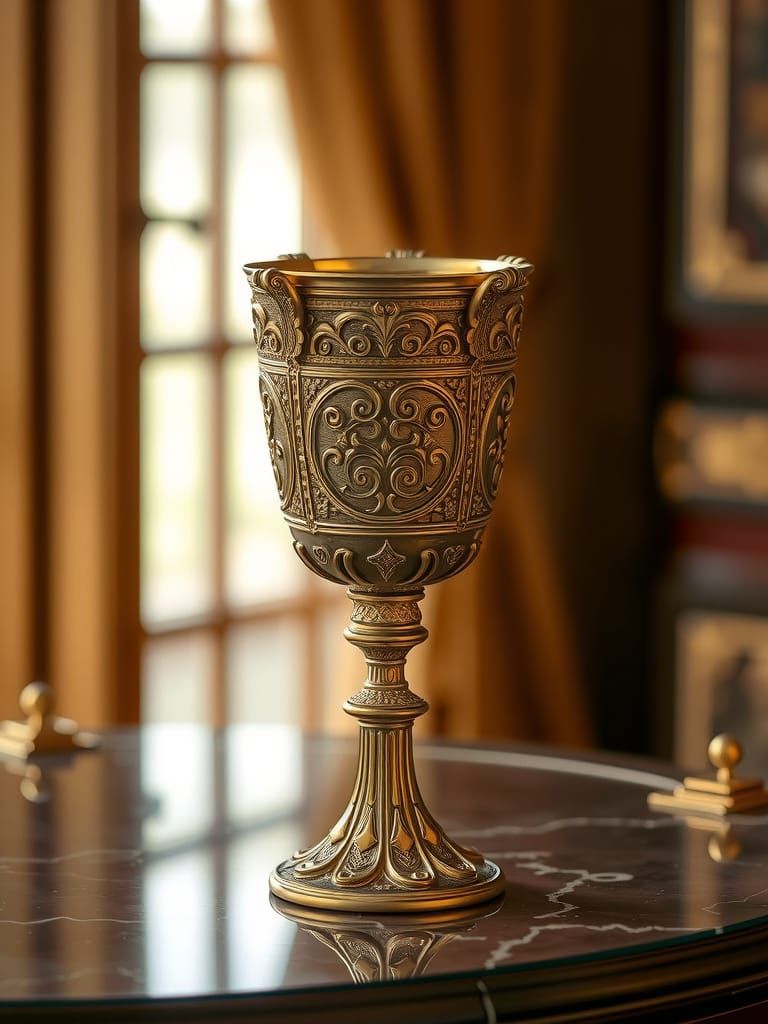 Ornate Sardonix Goblet in Art Nouveau Style