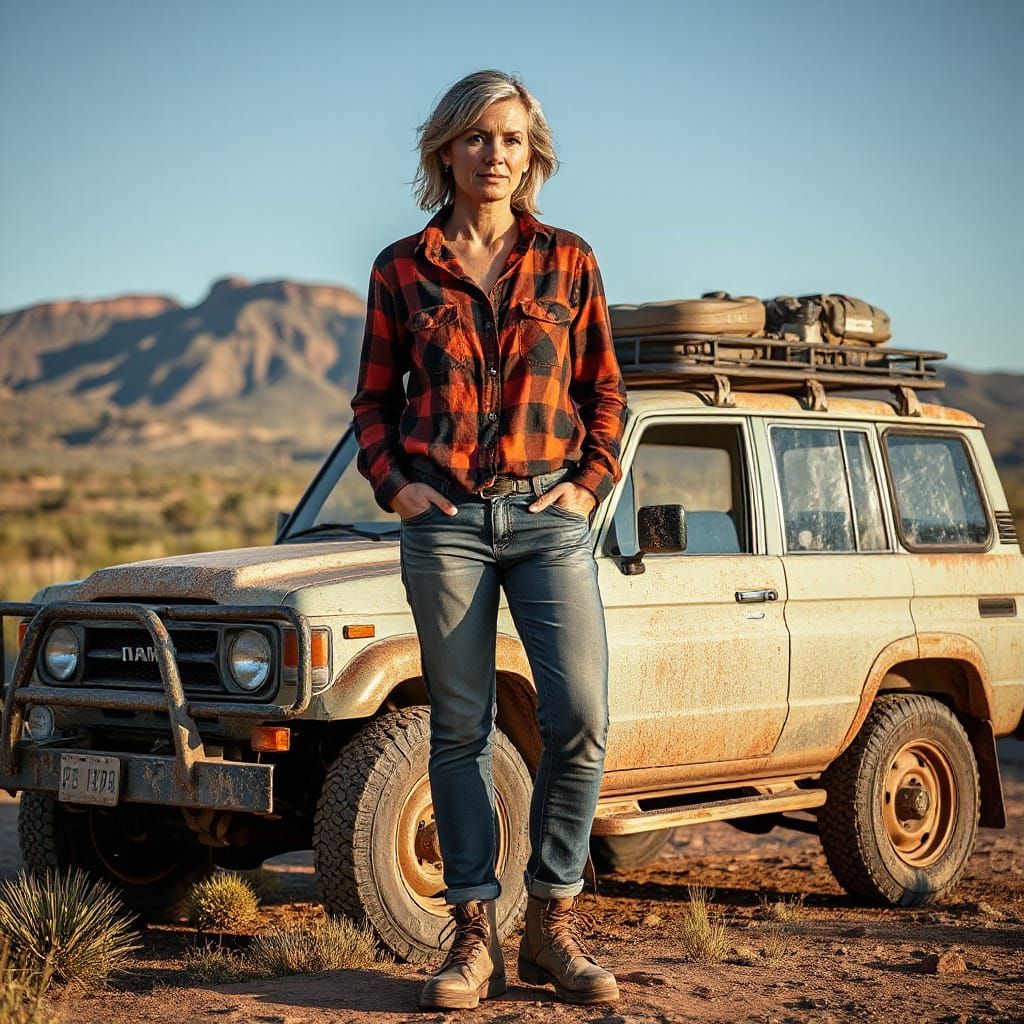 Confident Explorer in Karroo Landscape