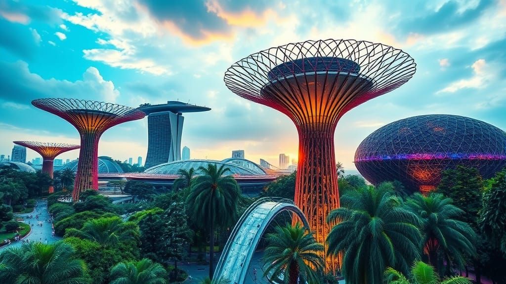 Hyperrealistic Gardens by the Bay Scene in Singapore