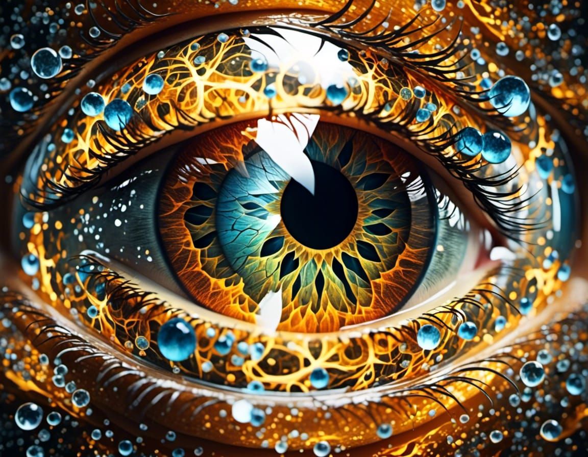 Abstract Human Eye with Fractal and Zentangle Elements