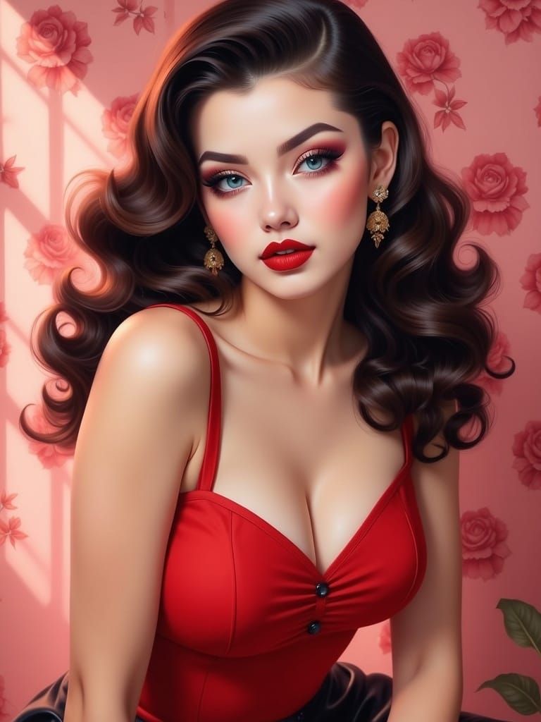 Mysterious Brunette Enchantress in Soft 3D Illustration