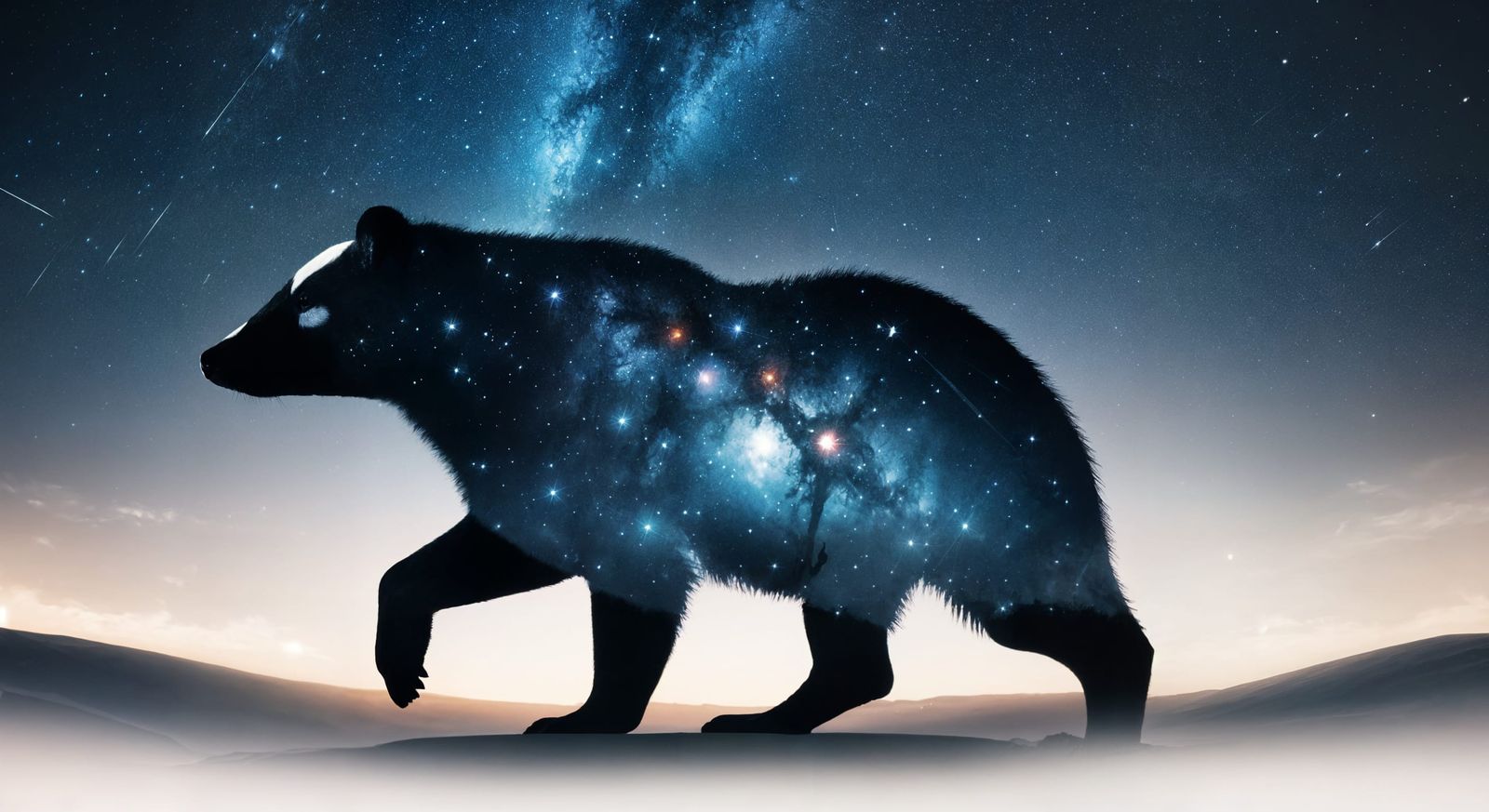 Badger Silhouette in Starlit Milkyway Sky