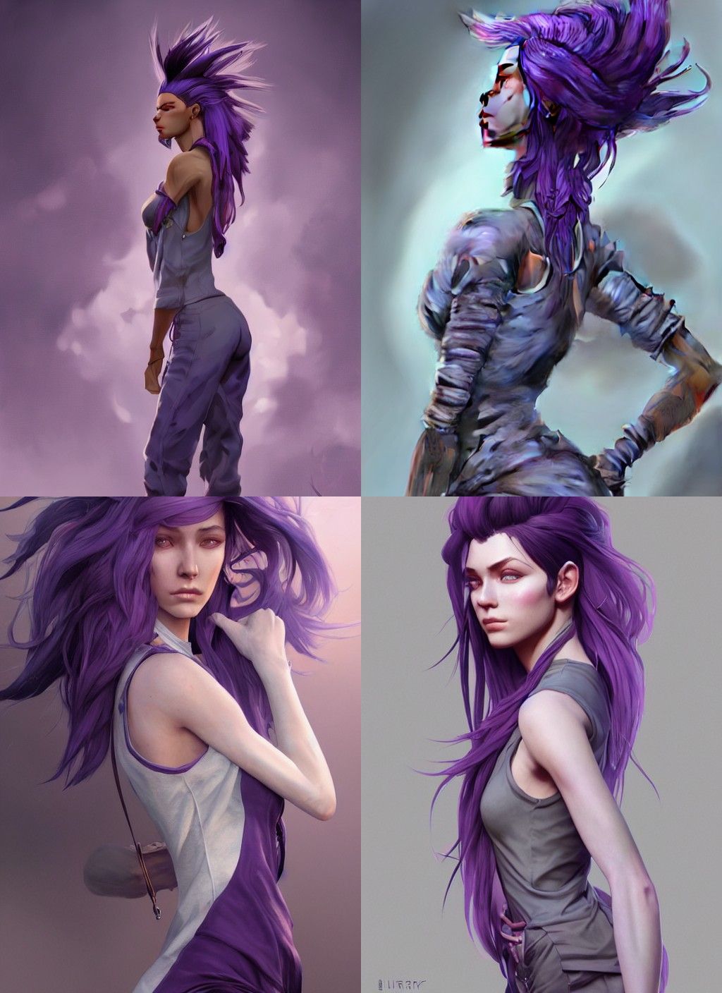 Girl with Purple Mohawk, Digital Illustration