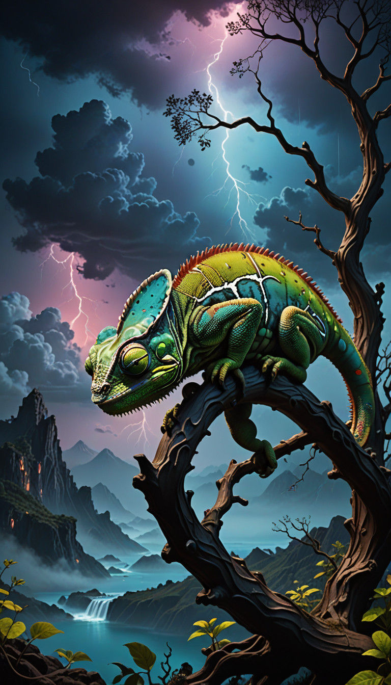 Ethereal Chameleon Ascends Celestial Realm