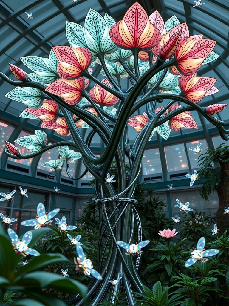 Cyberpunk Conservatory of Synthetic Wonder