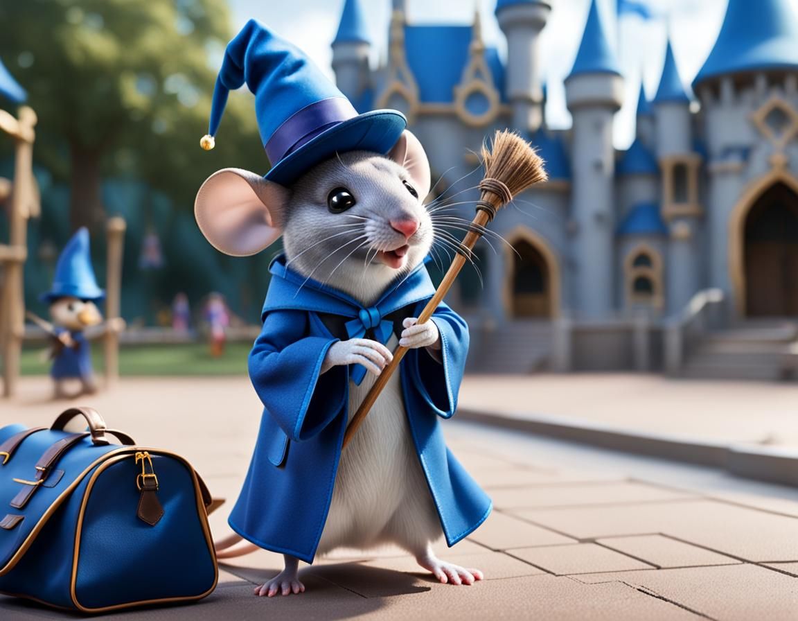 Anthropomorphic Mouse Magician in Magic Castle Playground