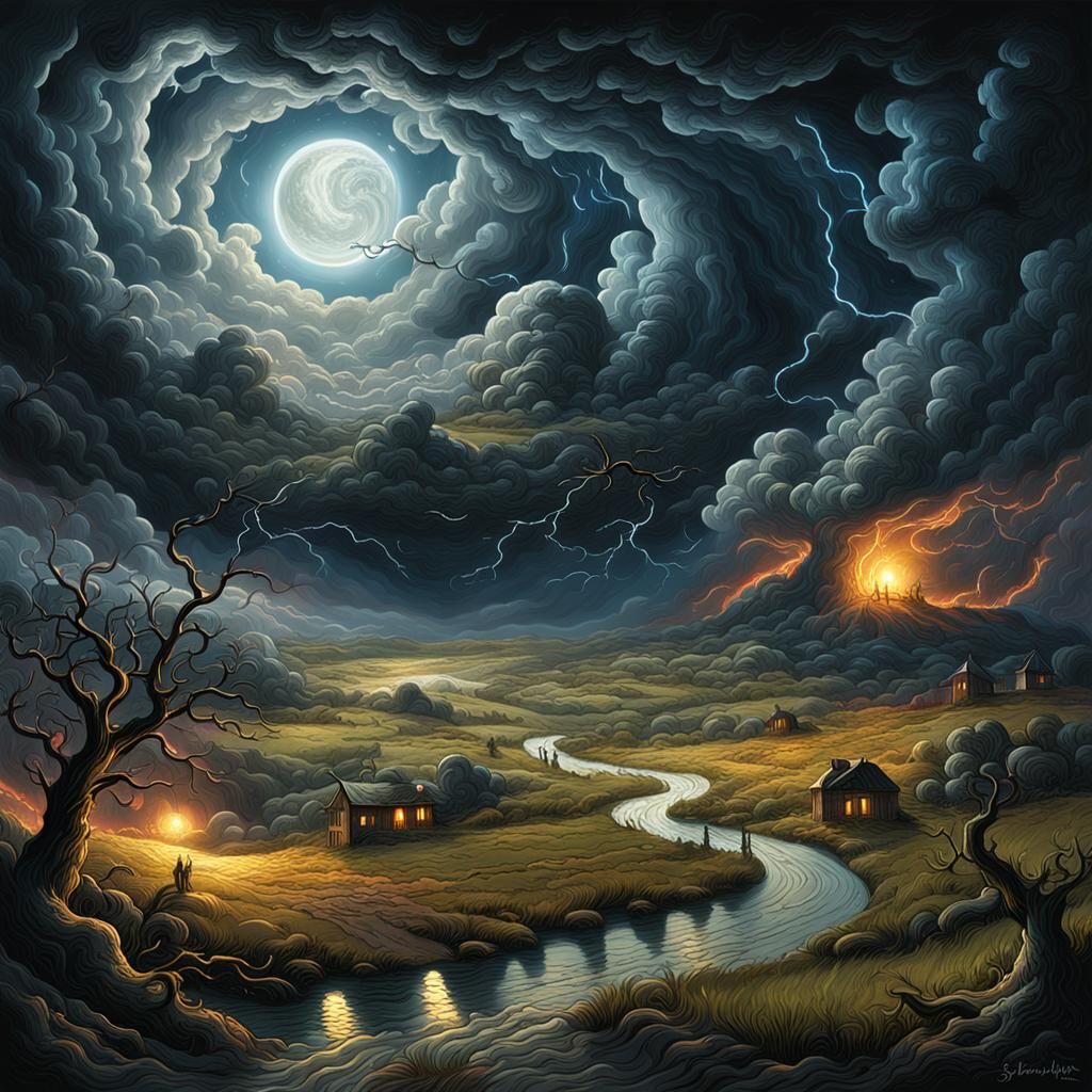 Epic Stormy Landscape in Gothic Style