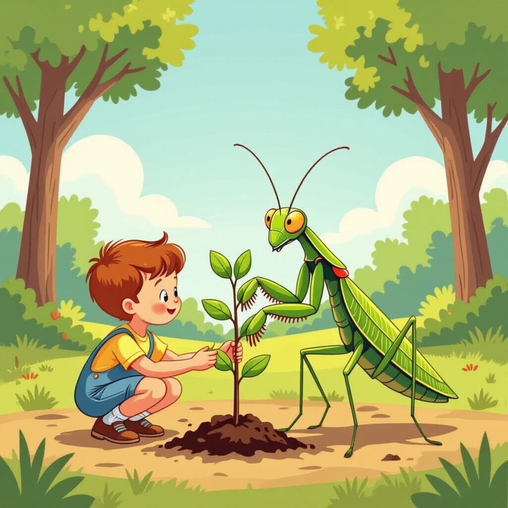 Mantis Plants a Tree: 1950s Children's Book Illustration