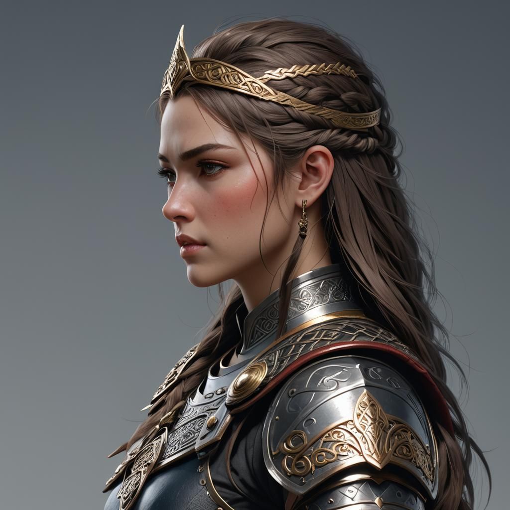 Celtic Female Warrior in 3D Anime Style