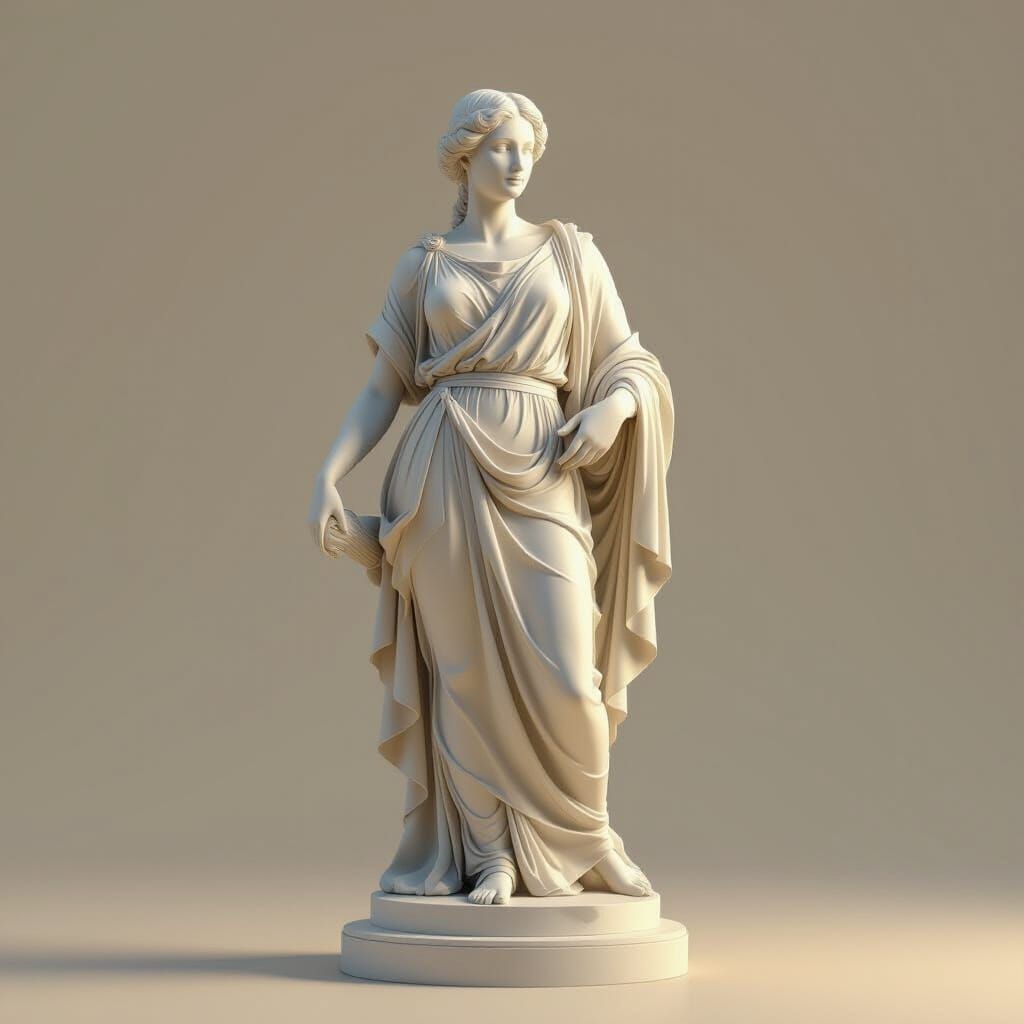 Modern Marble Statue in Pixar Style