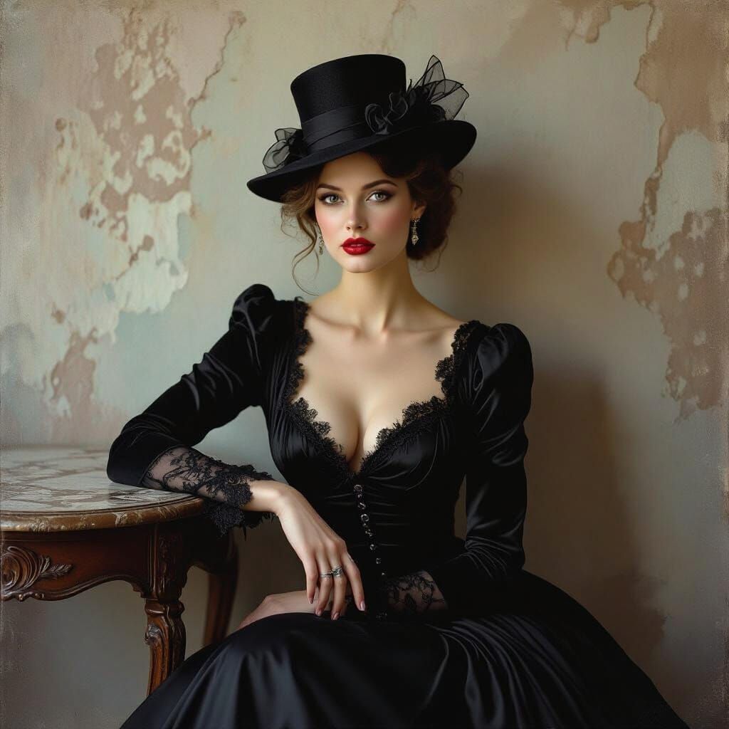 Elegant Woman in Dreamlike Vintage Photography Style