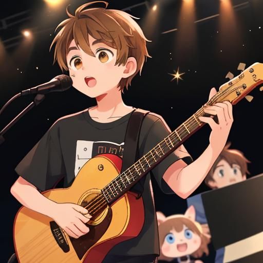 Handsome Man Singing and Playing Guitar