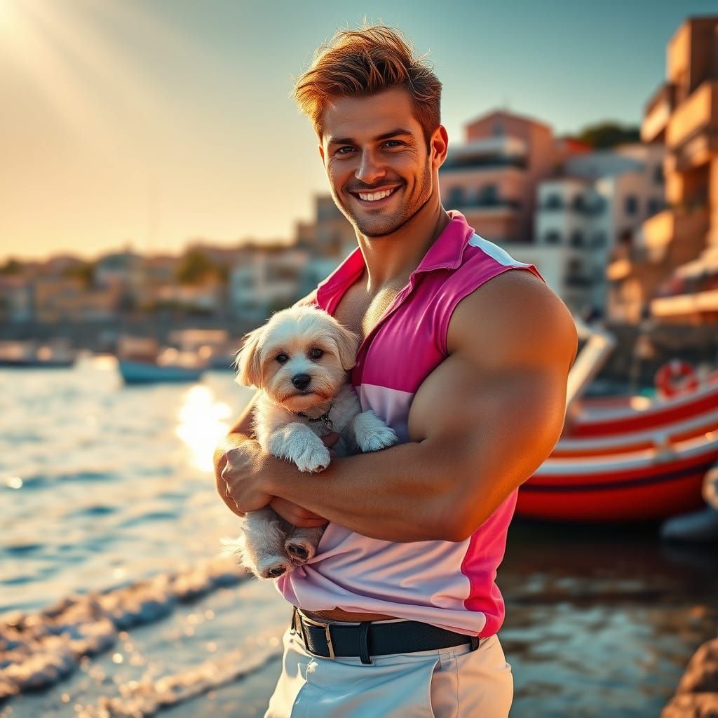 Confident Giga Chad Basks in Golden Hour