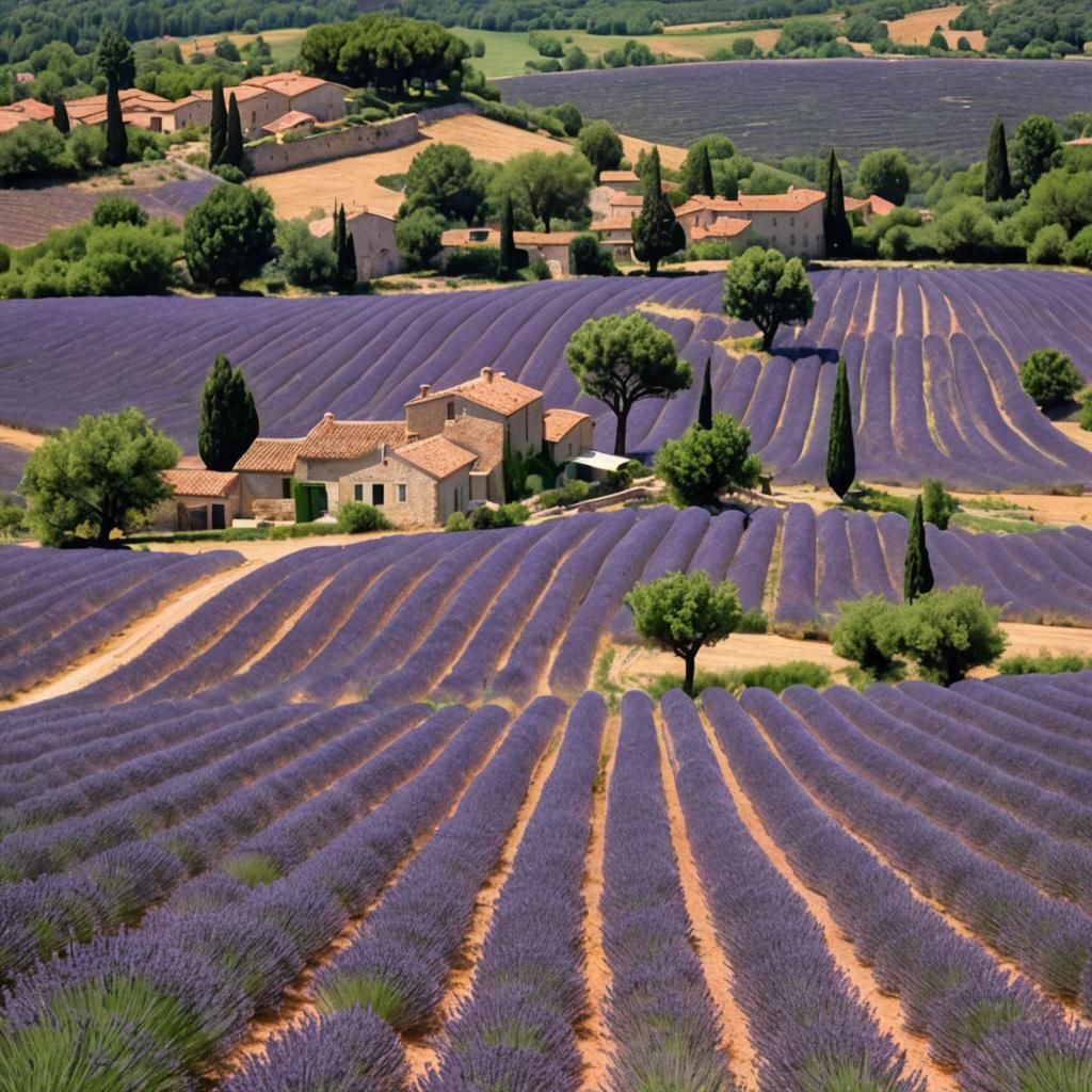 Provençal Lavender Fields in Spring Sunlight