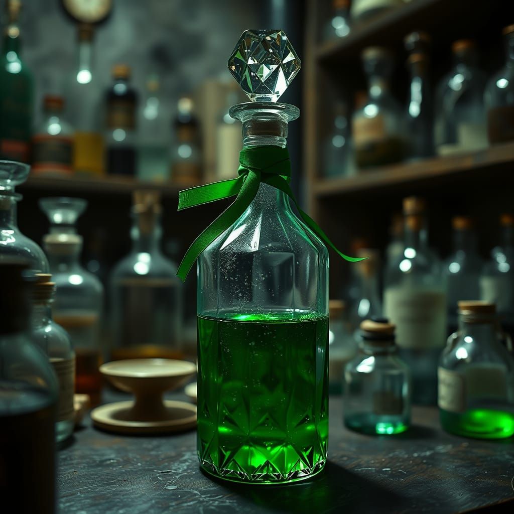 Medieval Pharmacy Laboratory with Emerald Potion