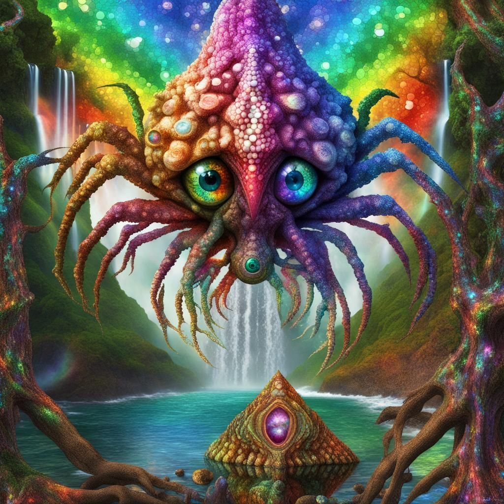 Opalescent Kraken Hybrid in Fractal Mosaic