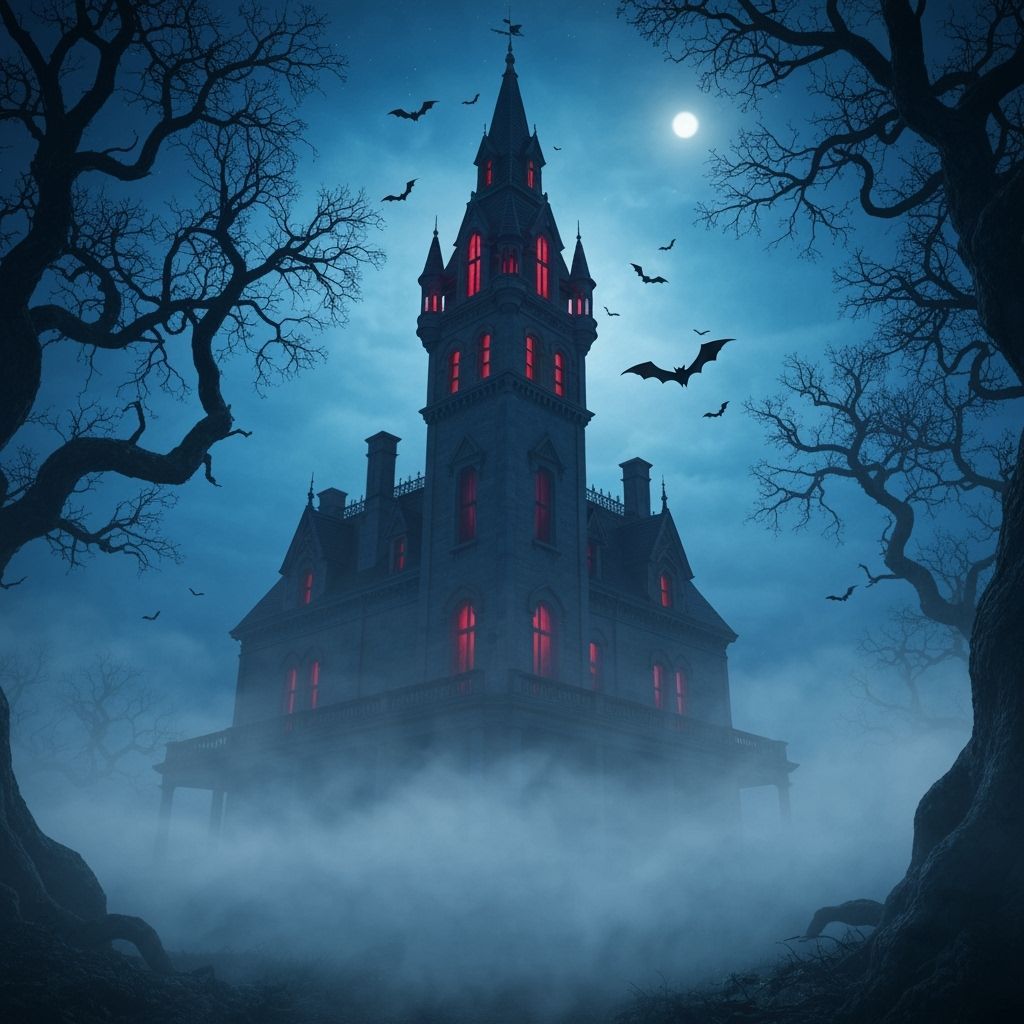Gothic Victorian Mansion in Ethereal Mist