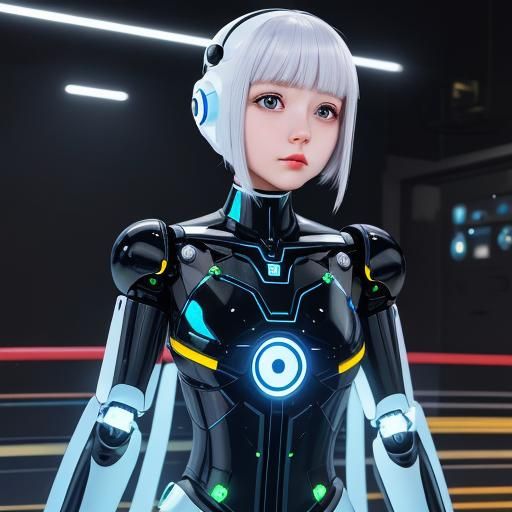 Futuristic AI Female Robot Companion