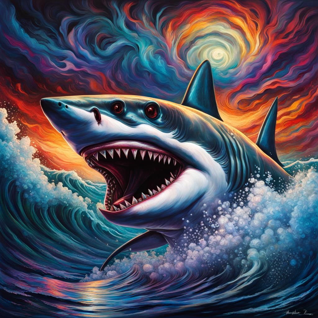 Creepy Stylish Shark in Darkwave Style