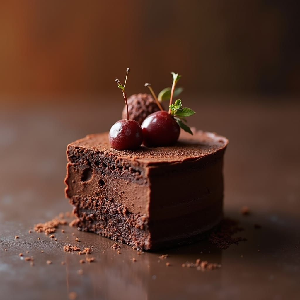 Glistening Chocolate Pastry with Ganache Decoration