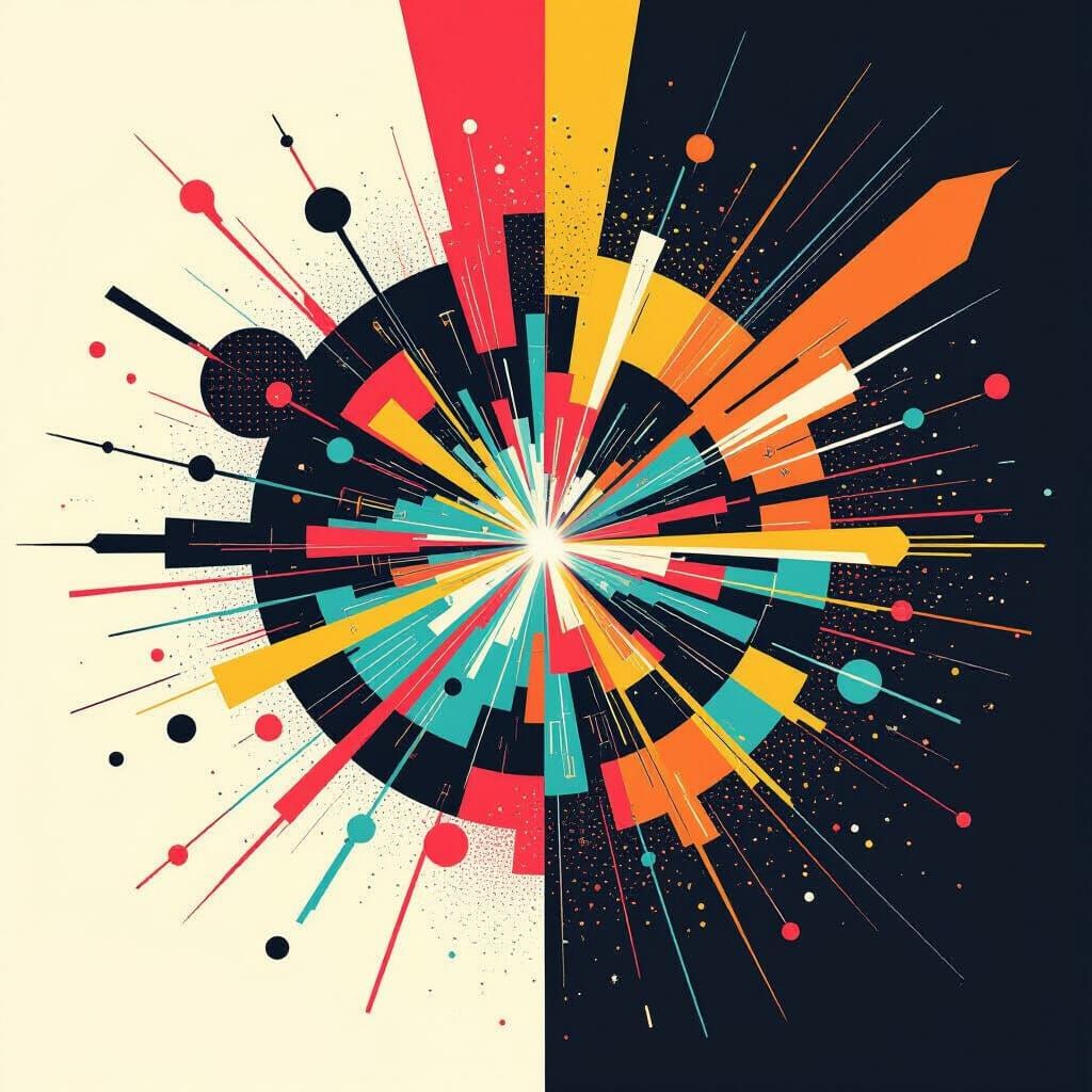 Vibrant Elements Collide in Bold Pop Art Style