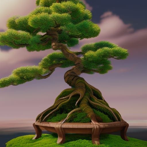 Fantastical Bonsai Tree in Detailed Matte Painting