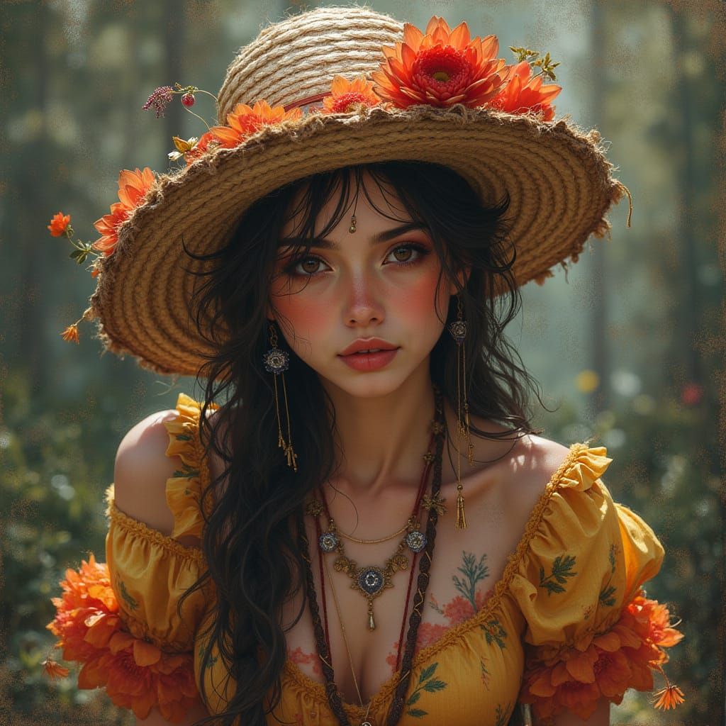 Young Woman in Realistic Portrait