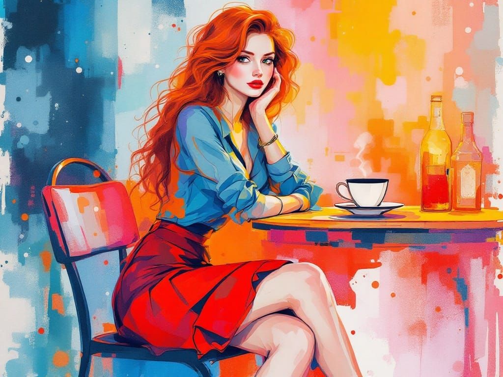 Whiskey and Coffee Amidst Radiant Abstraction