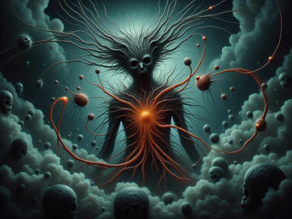 Bioluminescent Figure in Surrealist Dark Fantasy Style