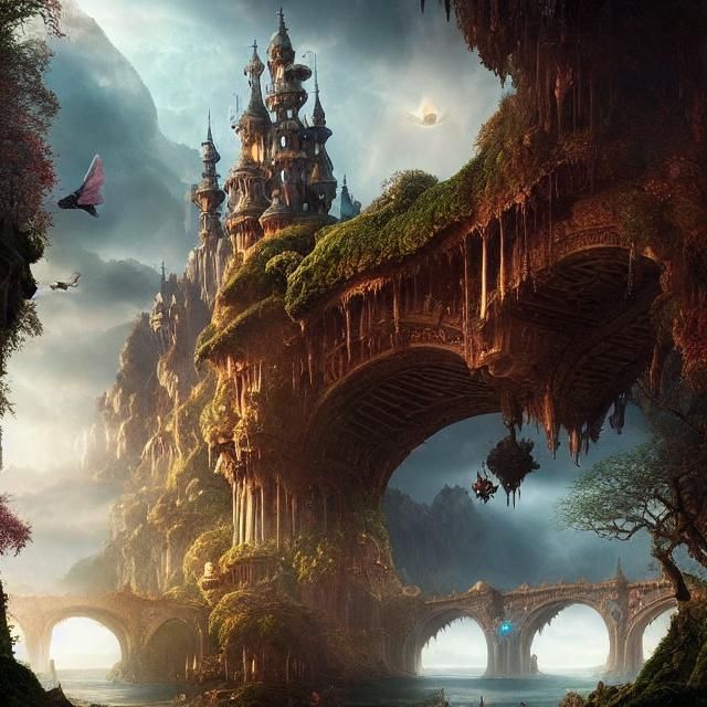 Stunning Maximalist Wonderland Digital Matte Painting