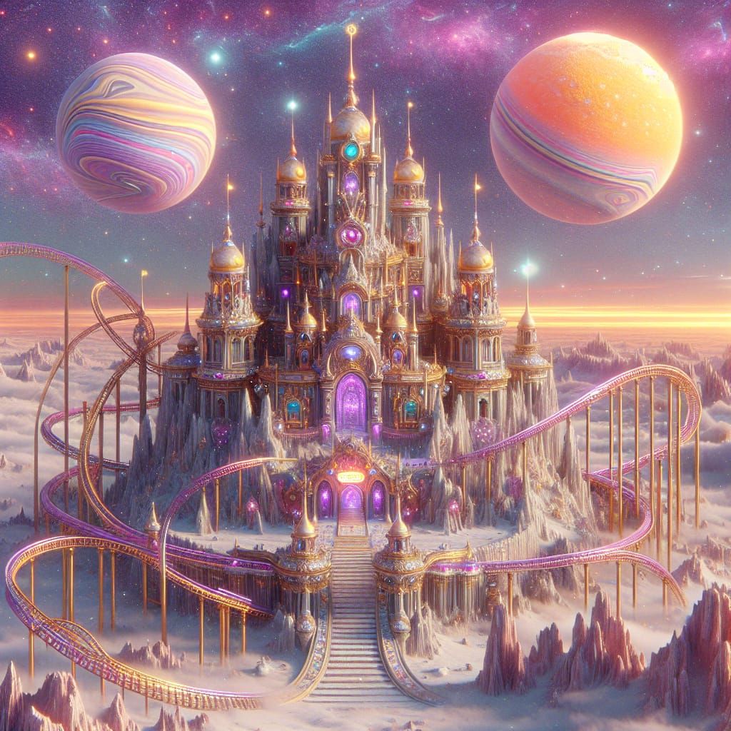 Surreal Jewel Palace on Alien Planet in Psychedelic Landscap...