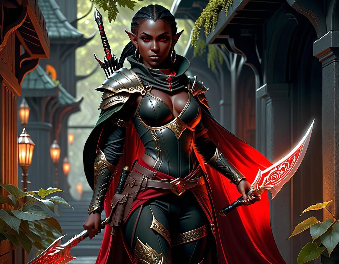 Detailed Dark Elf Assassin Illustration in 8K