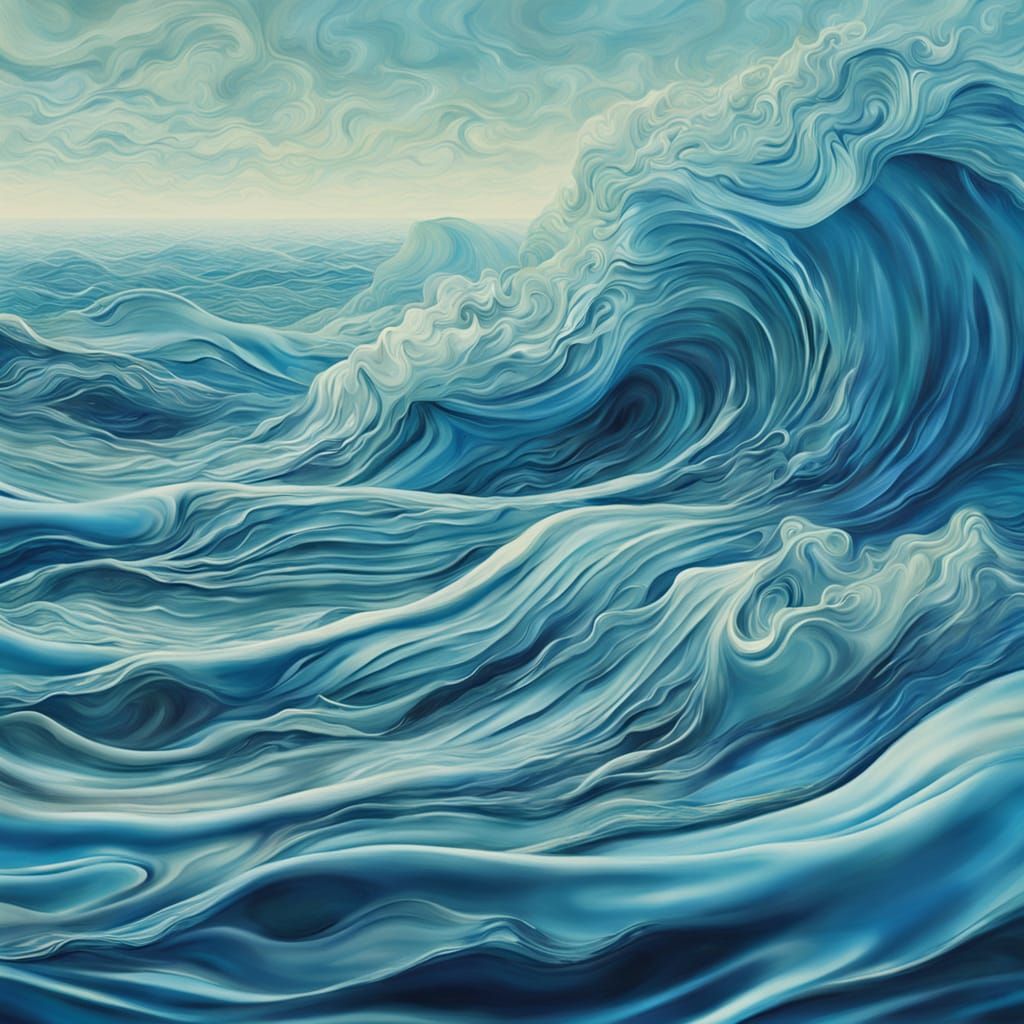 Surreal Bed Made of Ocean Waves in Ethereal Digital Art