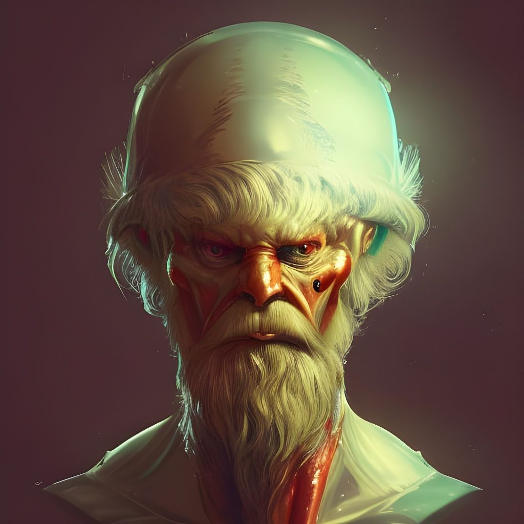 Alien Santa Claus Portrait in Hyperdetailed Digital Art