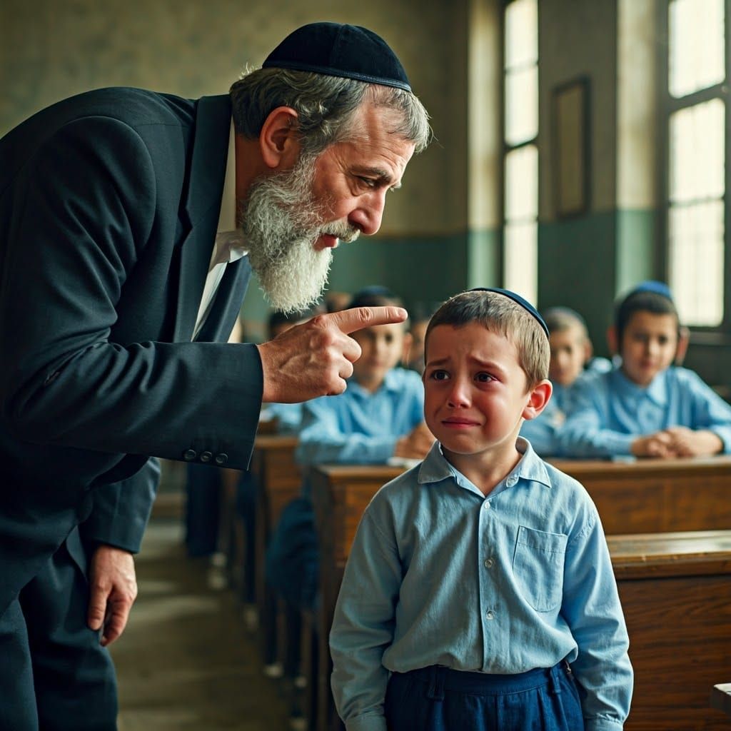 Emotional Scene: Jewish Teacher and Young Student
