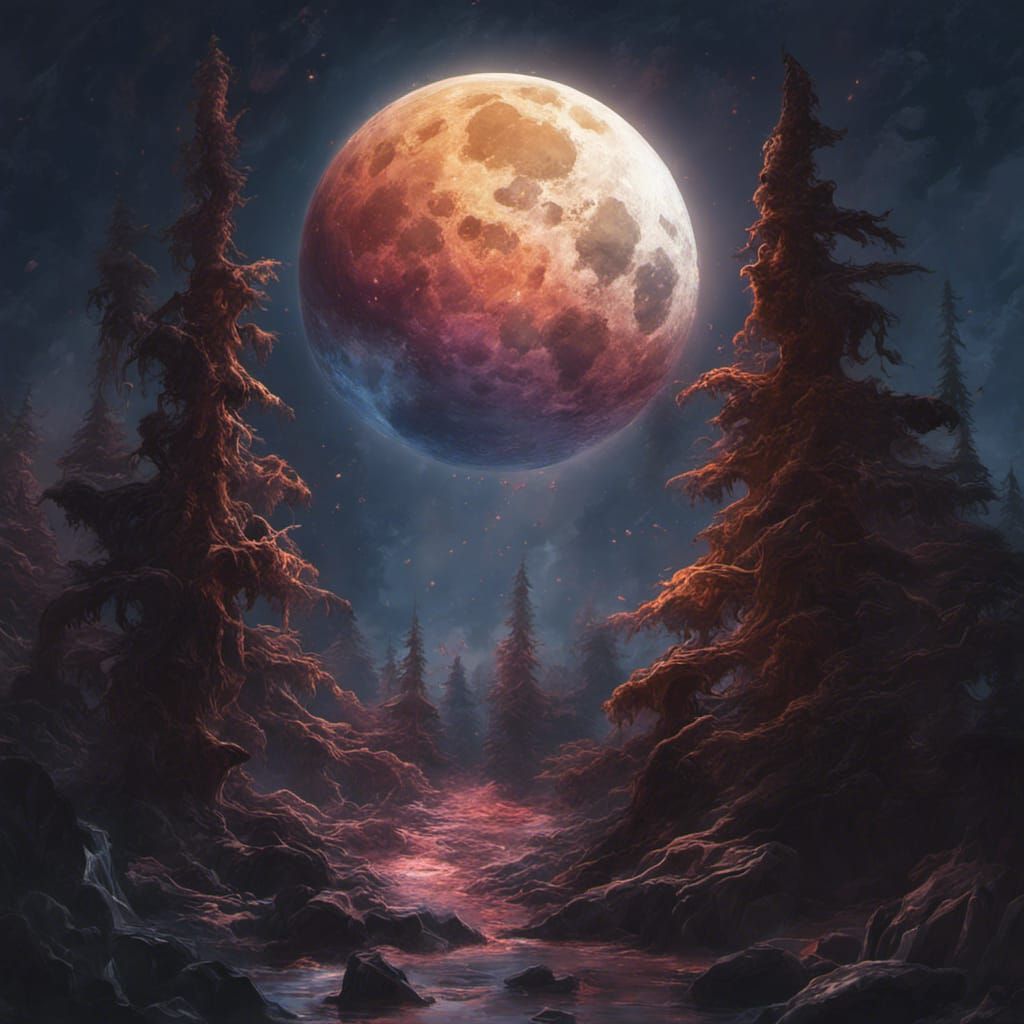 Hyperrealistic Bright Side of the Moon Splash Art