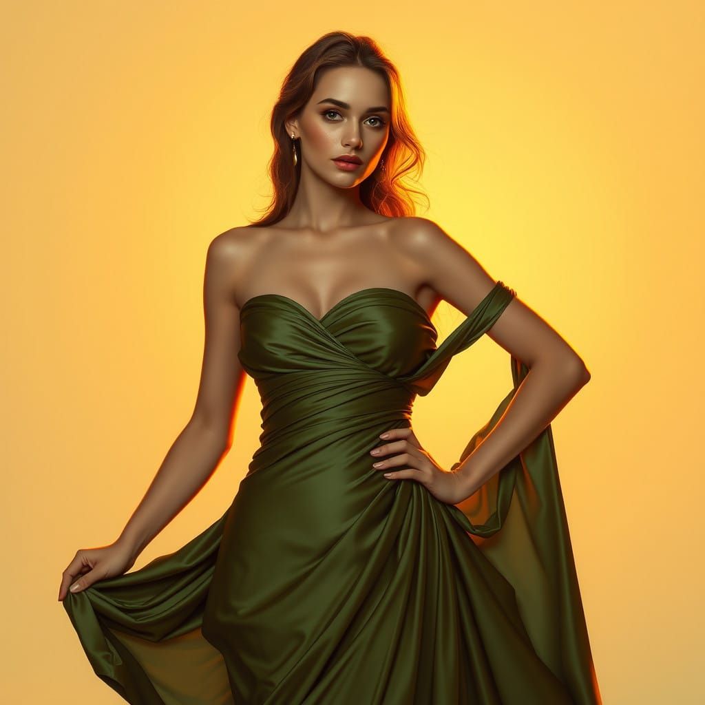 Sensual Mediterranean Goddess in Elegant, Modernized Art Nou...